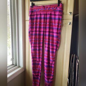 umbia Vibrant Pink and Purple Patterned Womens Pants Sleepwear